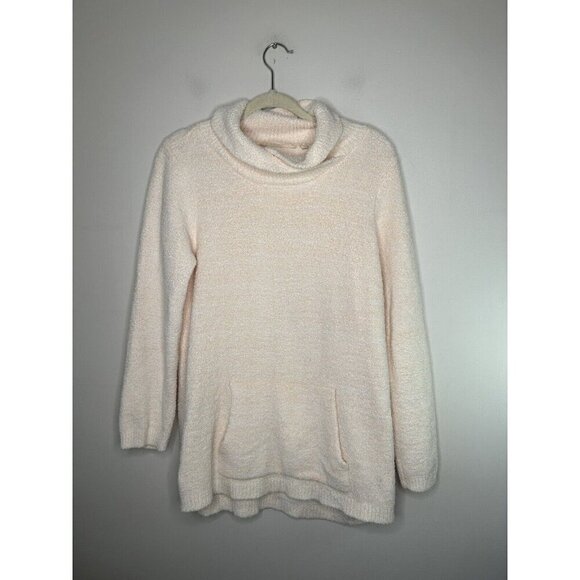 Soft Surroundings Cozy Sweatshirt Pink Cowl Neck Kangaroo Pockets Size Medium - Picture 1 of 12
